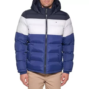 Tommy Hilfiger Męska klasyczna kurtka puchowa z kapturem alternatywny płaszcz, Blok kolorów Bluebell, S - Płaszcze damskie - miniaturka - grafika 1