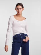 Bluzki damskie - Pieces Bluzka 17135564 Biały Slim Fit - miniaturka - grafika 1