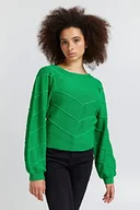 Swetry damskie - ICHI Sweter damski IHPILAR LS3, 166138/Kelly Green, M - miniaturka - grafika 1