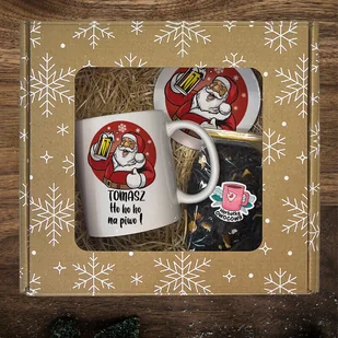 Zestaw prezentowy dla mężczyzny - kubek z imieniem - Ho Ho Ho na piwo - Kubki - miniaturka - grafika 1