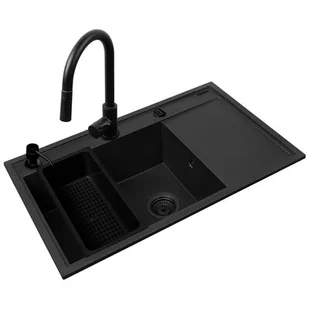 Zestaw granitowy Pyramis Zlewozmywak Camea (79x50) 1B 1D L + Bateria Idea Volcano  ! - Zlewozmywaki z baterią - miniaturka - grafika 1