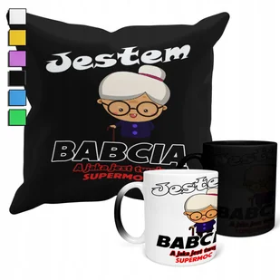 ZESTAW KUBEK MAGICZNY + POSZEWKA Z PODUSZKĄ- DZIEŃ BABCI PREZENT + IMIĘ - Gadżety dla niej i dla niego - miniaturka - grafika 1