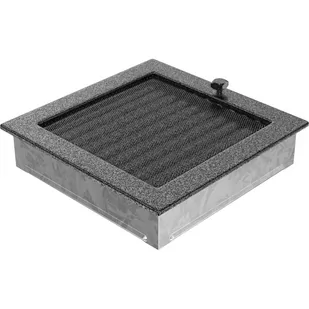 Kratki.pl KRATKA KOMINKOWA PROSTOKĄTNA CZARNO-SREBRNA Z ŻALUZJĄ 220X220 MM 22CSX - Akcesoria kominkowe - miniaturka - grafika 1