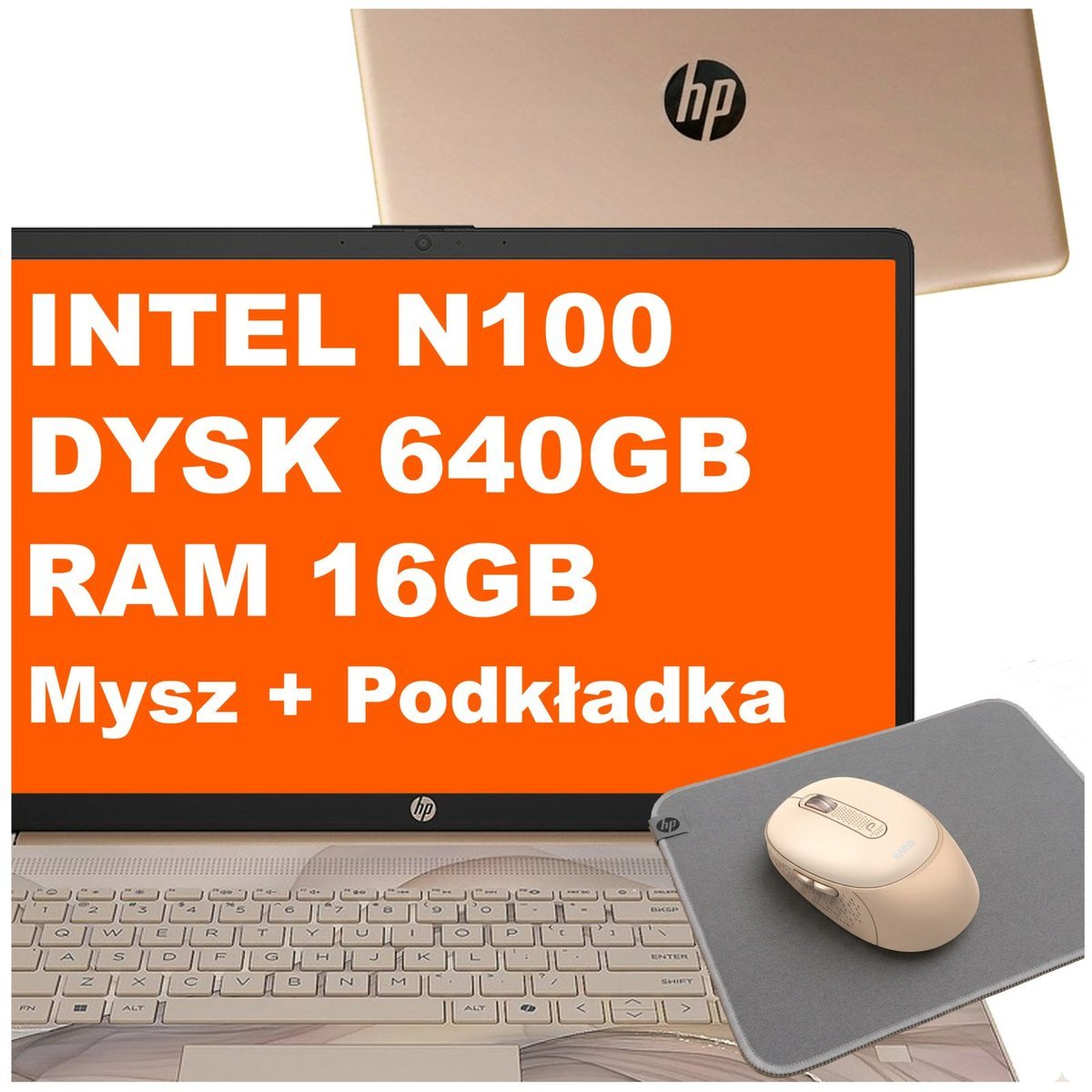 HP 17-cn3164ds / BS6W5UA / Intel N100 / 16GB / 640GB / Intel UHD / HD+ / Mysz / Podkładka / Win 11 / Chai Latte
