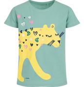 Bluzki dla dziewczynek - T-shirt z krótkim rękawem dla dziewczynki, z panterą, zielony 9-13 lat - miniaturka - grafika 1