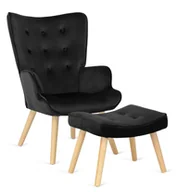 Fotele - Czarny fotel z podnóżkiem do salonu K7-A86 - miniaturka - grafika 1