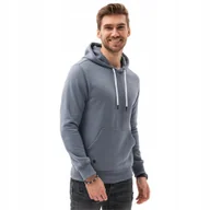 Bluzy męskie - Bluza męska z kapturem basic jeansowa wygodna Ombre OM-SSBN-0120 V15 r XL - miniaturka - grafika 1
