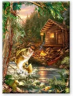 Zabawki kreatywne - Diamentowa Mozaika Domek Nad Rzeką , Ryba  30x40 - miniaturka - grafika 1