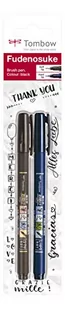 Pisak Fudenosuke Brush Pen 2 sztuki, miękki i twardy - czarny - Kredki, ołówki, pastele i pisaki - miniaturka - grafika 1