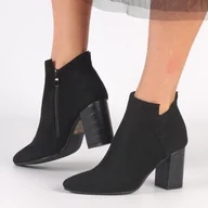 Botki damskie - Czarne botki damskie na obcasie zimowe Vinceza 16178 - miniaturka - grafika 1