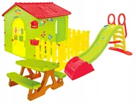 Place zabaw - Plac zabaw - Domek ogrodowy z płotkiem + zjeżdżalnia 180 cm + stolik - miniaturka - grafika 1