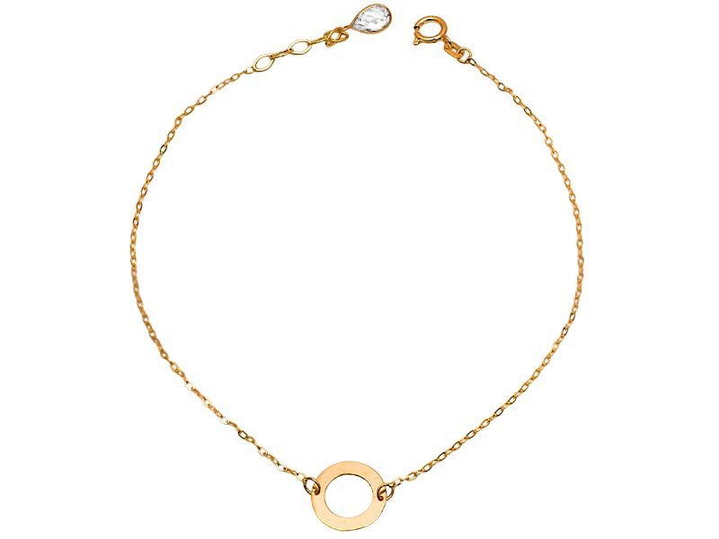 Złota Bransoletka 585 z Cyrkonią Kółko Celebrytka 0.82g