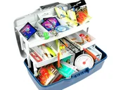 Inne akcesoria dla wędkarzy - bogata SKRZYNKA WĘDKARSKA + zestaw 62 akcesoriów ! - miniaturka - grafika 1