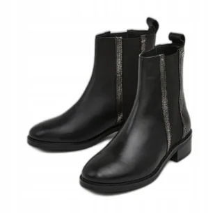 PEPE JEANS CZARNE BOTKI ZA KOSTKĘ ZE SKÓRY NATURALNEJ 40 AWE - Botki damskie - miniaturka - grafika 1