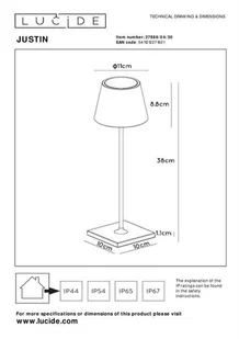 Lampa zewnętrzna  Lucide  czarna Ze zintegrowanym ściemnianym źródłem światła LED  - Lampy ogrodowe - miniaturka - grafika 9