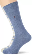 Skarpetki męskie - Tommy Hilfiger Męskie skarpety Duo Stripe Classic (2 sztuki), beżowy/denim melange, 39 EU - miniaturka - grafika 1