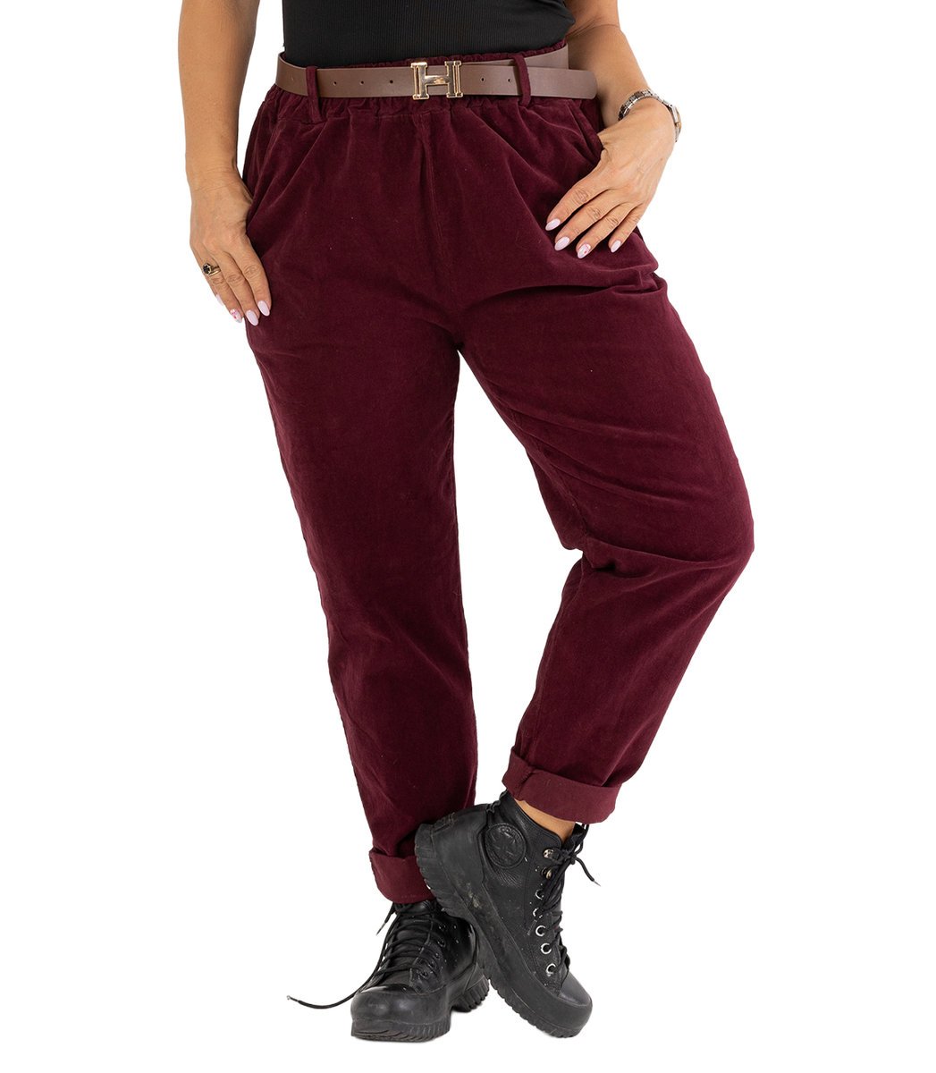 Sztruksowe spodnie chinosy z paskiem CITY SOFT