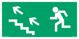 AA006 KIERUNEK DO WYJŚCIA DROGI EWAKUACYJNEJ SCHODAMI W GÓRĘ W LEWO, TS - PŁYTA TD FOTOLUMINESCENCYJNA; (300X150MM) - Systemy ekspozycyjne i znaki informacyjne - miniaturka - grafika 1