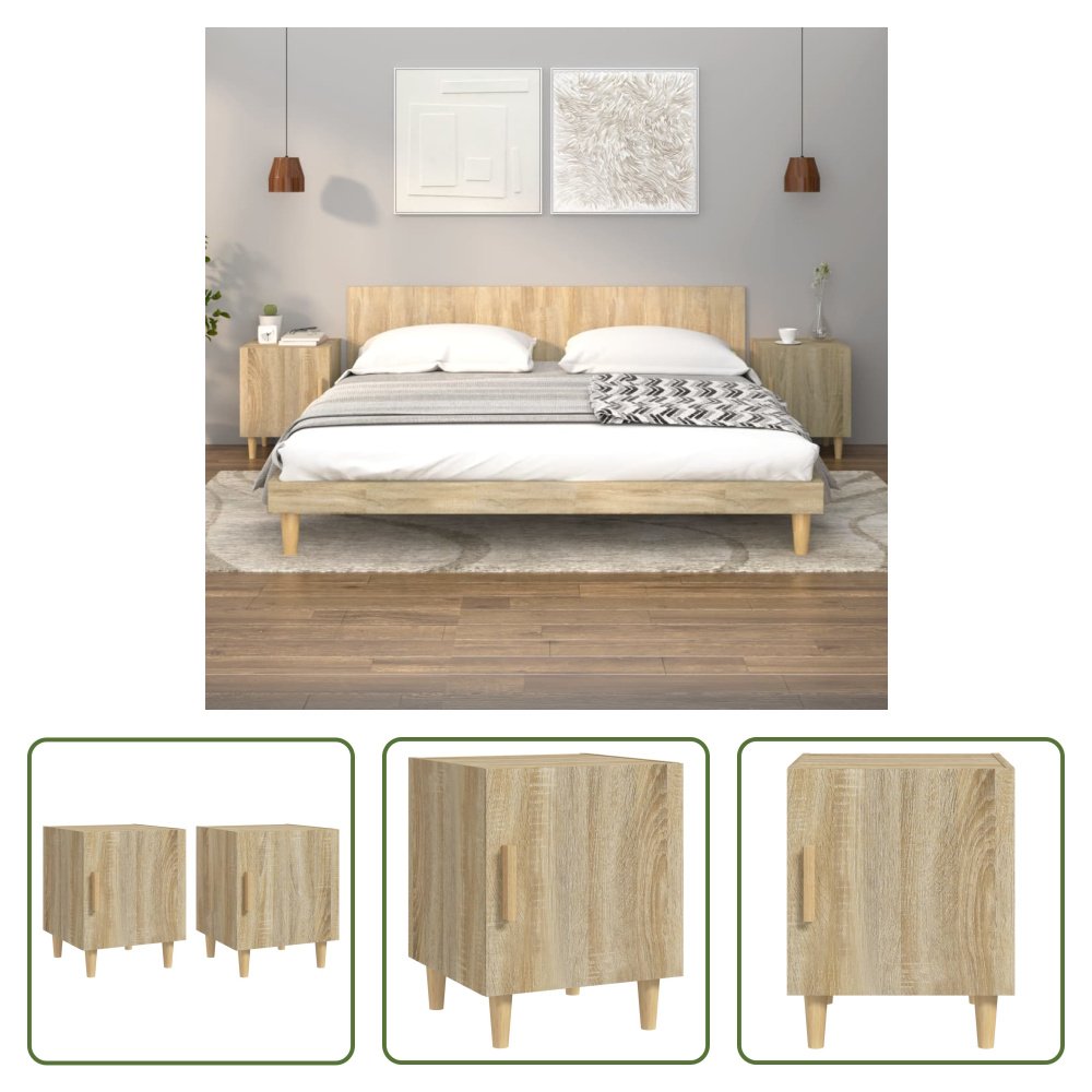 The Living Store Szafki nocne 2 szt. Materiał drewnopochodny dąb sonoma