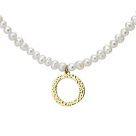 Naszyjniki - Naszyjnik z literką O z perłami, pozłacany - Manoki - miniaturka - grafika 1
