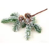 Ozdoby bożonarodzeniowe - Gałązka ozdobna z szyszkami 20 cm ośnieżona - miniaturka - grafika 1