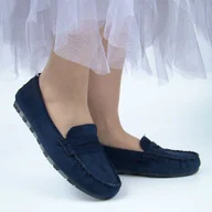 Mokasyny damskie - Evento 7673 damskie mokasyny zamszowe granatowe - miniaturka - grafika 1