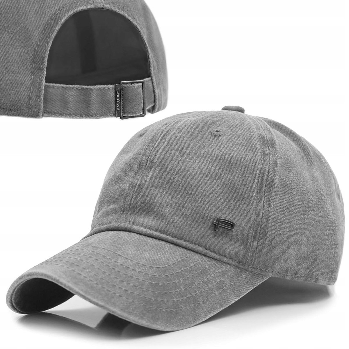 CZAPKA z Daszkiem Vintage Bejsbolówka Bawełniana JASNOSZARA Pako Jeans