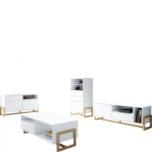 Zestaw Mebli do Salonu Biały Oslo Vivaldi Meble Biały, Buk - Inne meble do salonu - miniaturka - grafika 1