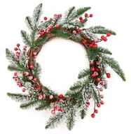 Ozdoby bożonarodzeniowe - Wieniec świąteczny bożonarodzeniowy z jarzębiną DUŻY 45 cm - miniaturka - grafika 1