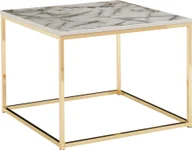 Ławy i stoliki kawowe - Stolik kawowy WOHNLING 60x60x45 cm o marmurowym wyglądzie biały / złoty, stolik do salonu z metalową ramą, stolik narożny do salonu, stolik boczny - miniaturka - grafika 1