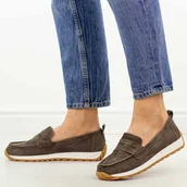 Mokasyny damskie - Czekoladowe skórzane mokasyny damskie Sergio Leone sp009 - miniaturka - grafika 1