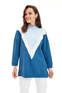 Bluzy damskie - Trendyol Bluza damska z niebieskim panelem, granatowa, średnia - miniaturka - grafika 1