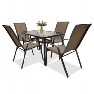 Meble ogrodowe - ZESTAW MEBLI OGRODOWYCH BALKON TARAS STÓŁ 120x70 +4x KRZESŁA MINORKA BRĄZ - miniaturka - grafika 1