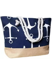 Torebki damskie - Duża torba plażowa shopper miejska Duże kotwice - miniaturka - grafika 1