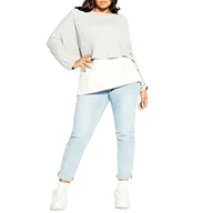 Bluzki damskie - CITY CHIC Damska bluzka w dużych rozmiarach uniwersalna, Szary/kość słoniowa, 48 - miniaturka - grafika 1