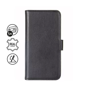 Crong Premium Booklet Wallet - Skórzane etui iPhone 11 Pro Max z kieszeniami + funkcja podstawki (czarny) - Etui i futerały do telefonów - miniaturka - grafika 1