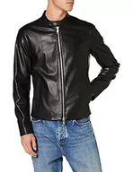 Kurtki męskie - Armani Exchange Męska kurtka bomberka Eco-Leather Blouson, czarny, XXL - miniaturka - grafika 1