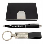 Zestawy piśmiennicze - Zestaw długopis brelok etui personalizowany grawer prezent dla szefa - miniaturka - grafika 1