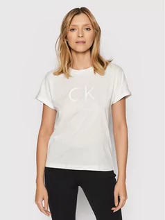 Koszulki i topy damskie - Calvin Klein T-Shirt Embroidered Turn-Up K20K203460 Biały Relaxed Fit - grafika 1