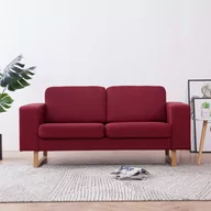 Sofy i kanapy - vidaXL vidaXL Sofa 2-osobowa, tapicerowana tkaniną, kolor czerwonego wina - miniaturka - grafika 1
