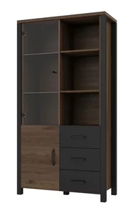 Witryna Olin 13 2D3S Czarny / Orzech Okapi - Inne meble do salonu - miniaturka - grafika 1