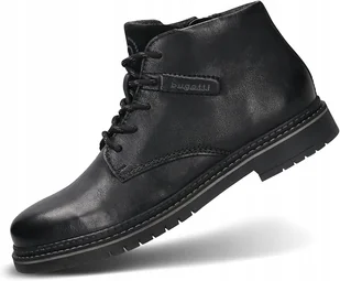 BUGATTI MĘSKIE CZARNE SKÓRZANE TRZEWIKI SZNUROWANE 40 JŻA - Botki męskie - miniaturka - grafika 1