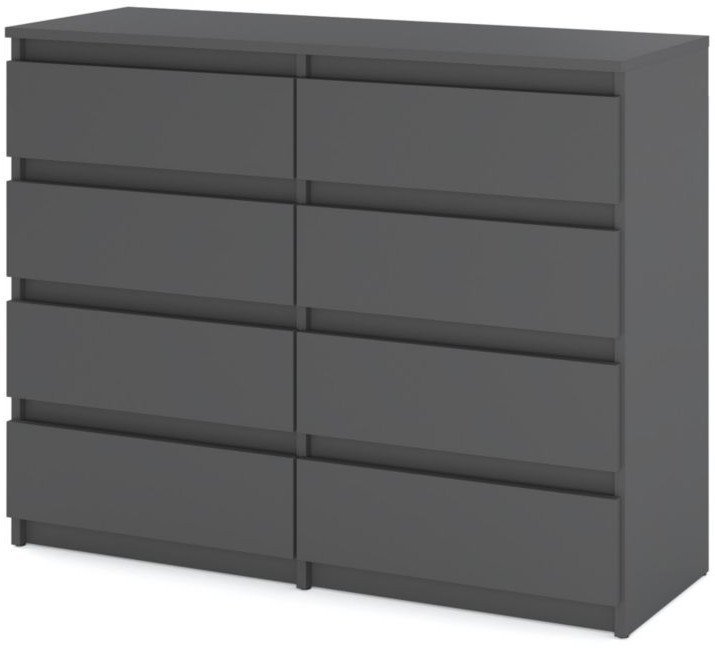 Komoda 8 Szuflad 120cm Do Salonu Sypialni Szara Mat Pojemna Szafka Rtv