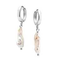 Kolczyki - Kolczyki koła z perłą srebrne RARE - miniaturka - grafika 1