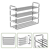 Szafki na buty - The Living Store Stojak na buty z 4 półkami metalowy i plastikowy czarny - miniaturka - grafika 1