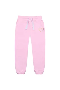 Spodnie i spodenki dla dziewczynek - Dresy dla dziewczynki dzianinowe różowe - grafika 1