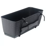 Donice - Doniczka Rattan skrzynka 50 cm podstawka + wkład, Antracyt - miniaturka - grafika 1
