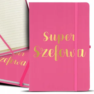 NOTES Różowy A5 GOLD Złocenie SUPER SZEFOWA Wzory - Notesy i bloczki - miniaturka - grafika 1