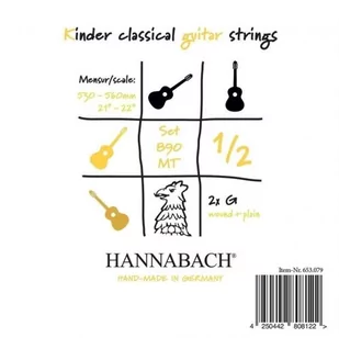 Hannabach 653073 Klassikgitarrensaiten Serie 890 1/2 Kindergitarre Mensur: 53-56cm - G3 653073 - Struny gitarowe  - miniaturka - grafika 1