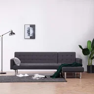 Narożniki - vidaXL vidaXL Sofa w kształcie litery L, ciemnoszara, poliester - miniaturka - grafika 1
